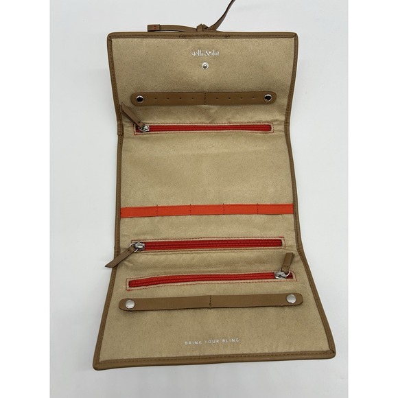 Stella & Dot Jewelry Travel Case Bag Organizer Holder Stripe Zip Compartments - Picture 3 of 8